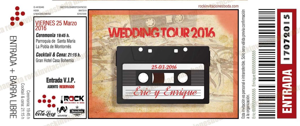 Invitación cassette Invitaciones de boda cassette